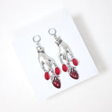 Bloody Red heart In Hands Halloween Earrings, Long Halloween Earrings, Scary Statement earrings.