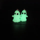 Glow In Dark White Ghost Halloween Earrings, Long Halloween Earrings, Scary Statement earrings.