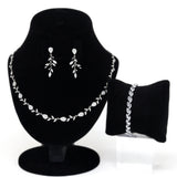 CZ Timeless Vine And Sparkle Necklace Set, Long Bridal Jewelry, Bridal Earrings And Necklace, Statement Earrings Cz Necklace Set.