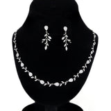 CZ Timeless Vine And Sparkle Necklace Set, Long Bridal Jewelry, Bridal Earrings And Necklace, Statement Earrings Cz Necklace Set.
