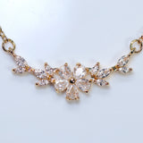 Swarovski Crystal Dainty Gilded Flora Serenade Necklace , Bridal Jewelry, Bride Necklace, Minimalist Statement Necklace, Flower Necklace