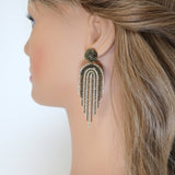 Black Gold Swarovski Crystal Chandelier Diamond earrings, Long Tassel Earrings Crystal Earrings Statement earrings