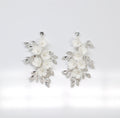Swarovski Crystal Porcelain White Floral Dreams Vine Leaves Earring Long Bridal Jewelry Opal Bridal Earrings Opal Statement Earrings