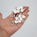 Swarovski Crystal Porcelain White Floral Dreams Vine Leaves Earring Long Bridal Jewelry Opal Bridal Earrings Opal Statement Earrings