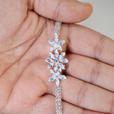 Swarovski Crystal Silver V-Shaped Garden Of Crystal Dreams Diamond/Crystal Bridal Necklace Set Statement Necklace