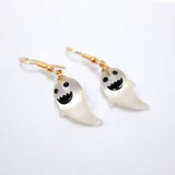 Cute Little Transparent Smiling Ghost Halloween Earrings, Long Halloween Earrings, Scary Statement earrings.