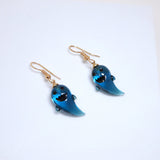 Cute Little Blue Smiling Ghost Halloween Earrings, Long Halloween Earrings, Scary Statement earrings.