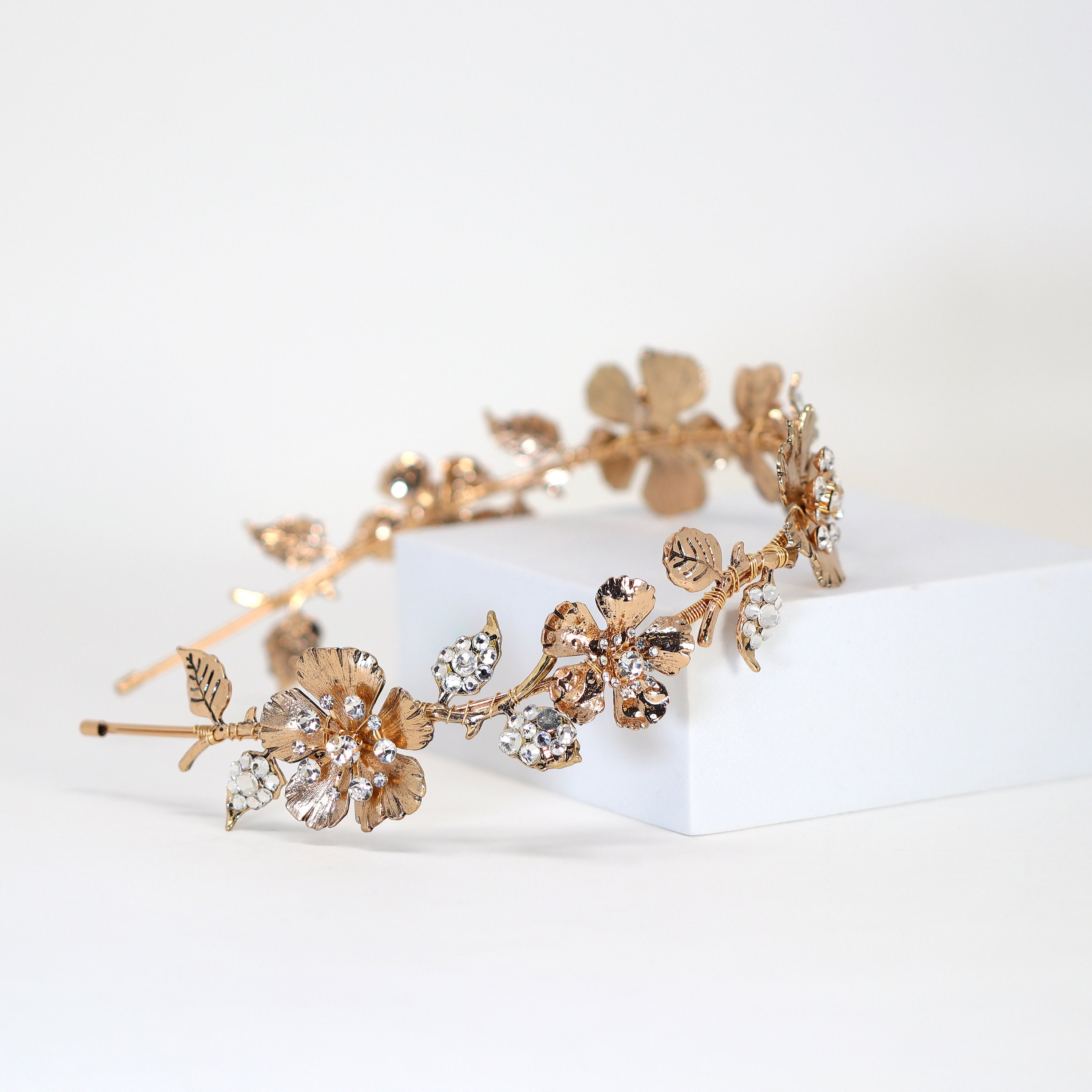 Swarovski Crystals Floral Vine Leaves Wedding Hair Vine, Bridal Headband Rhinestone Headband, Statement hair accessories.