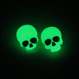 Glow In Dark Skull Halloween Dainty Stud Earrings, Long Halloween Earrings, Spooky Statement earrings.