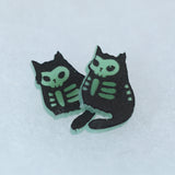 Cute Kitty Glow In Dark Ghost Halloween Dainty Stud Earrings, Cat Halloween Earrings, Spooky Statement earrings.