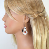 Cute Kitty Trick Or Treat Halloween Earrings, Cat Halloween Earrings, Spooky Pumpkin Statement earrings.