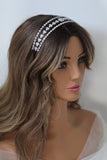 Swarovski Crystals Floral Vine Leaves Three Layer Silver Headband, Hair Vine Headband, Bridal Hair, Rhinestone Headband, Delicate Headband.