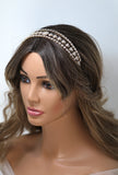 Swarovski Crystals Floral Vine Leaves Three Layer Gold Headband, Hair Vine Headband, Bridal Hair , Rhinestone Headband, Delicate Headband.