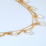 Freshwater Natural Pearl Drop Dainty Necklace, Bridal Chocker Necklace, Statement Earrings Cz