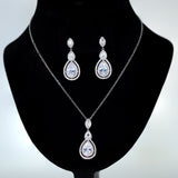 Swarovski Crystal Dainty Tear Drop Necklace , Bridal Jewelry, Bridal Earrings And Necklace, Statement Earrings Cz, Necklace Set