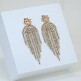Gold Swarovski AB Crystal Chandelier Diamond earrings, Long Tassel Bridal Jewelry Bridal Earrings Crystal Bridal Earrings Statement earrings