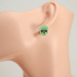 Glow In Dark Skull Halloween Dainty Stud Earrings, Long Halloween Earrings, Spooky Statement earrings.