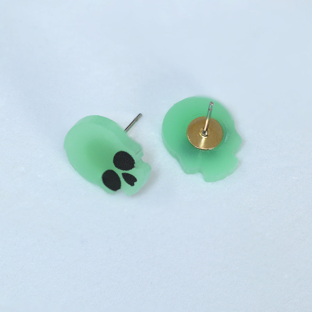 Glow In Dark Ghost Halloween Dainty Stud Earrings, Long Halloween Earrings, Spooky Statement earrings.