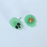 Glow In Dark Skull Halloween Dainty Stud Earrings, Long Halloween Earrings, Spooky Statement earrings.