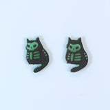 Cute Kitty Glow In Dark Ghost Halloween Dainty Stud Earrings, Cat Halloween Earrings, Spooky Statement earrings.