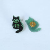 Cute Kitty Glow In Dark Ghost Halloween Dainty Stud Earrings, Cat Halloween Earrings, Spooky Statement earrings.