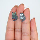 Cute Kitty Glow In Dark Ghost Halloween Dainty Stud Earrings, Cat Halloween Earrings, Spooky Statement earrings.