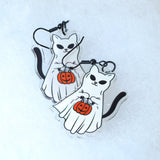 Cute Kitty Trick Or Treat Halloween Earrings, Cat Halloween Earrings, Spooky Pumpkin Statement earrings.