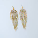 Gold Swarovski AB Crystal Ear wire Chandelier Diamond earrings, Long Tassel Bridal Jewelry Bridal Earrings Crystal Bridal Statement earrings