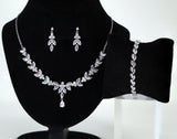 Swarovski Crystal Luxury Flower Leaves Drop Diamond/Crystal Necklace Set, Bridal Necklace Set, Bridal Jewelry, Statement Necklace