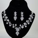 Swarovski Crystal Shimmering Leaf Veil Diamond/Crystal Necklace Set, Bridal Necklace Set, Bridal Jewelry, Statement Necklace