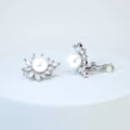 Enchanting Swarovski Clip on Floral Pearl Stud Earrings, Bridal Jewelry, Bridal Stud Earrings, Crystal Earrings, Statement Earrings Cz