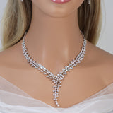 Swarovski Crystal Stone, Long Bridal Jewelry, Bridal Earrings And Necklace, Statement Earrings Cz Necklace Set.