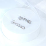 Swarovski Crystal Lotus Leaves Drop Floral Dainty Earrings, Bridal Jewelry, Bridal Earrings, Crystal Bridal Earrings, Statement Earrings Cz