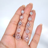 Exquisite Bridal Treasure: Long Swarovski Crystal Dainty Statement Earrings, Long Bridal Jewelry, Crystal Bridal Earrings Cz
