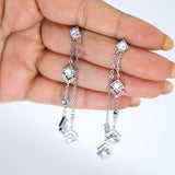 Swarovski Crystal Bezel Tassel Diamond earrings, Tassel Bridal Jewelry Bridal Earrings Crystal Bridal Earrings Statement earrings Cz