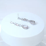 Cubic Zirconia Diamond Geometric Drop Crystal Earring, Diamond Earrings, Long Bridal Jewelry, Crystal Bridal Earrings, Statement Earrings Cz