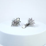 Enchanting Swarovski Clip on Floral Pearl Stud Earrings, Bridal Jewelry, Bridal Stud Earrings, Crystal Earrings, Statement Earrings Cz