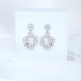 Luxurious Diamond Gold Silver Floral Paradise Earrings , Long Hoop Bridal Jewelry, Real Pearl Bridal Earrings, Statement Earrings.