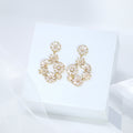 Luxurious Diamond Gold Silver Floral Paradise Earrings , Long Hoop Bridal Jewelry, Real Pearl Bridal Earrings, Statement Earrings.