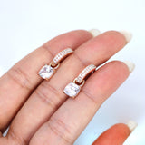 Dainty Cz Diamond Drop Hoop Earrings, Two In One Crystal Hoop Earrings, Statement Earrings, Rhinestones Hoop Earrings.