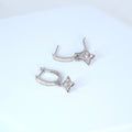 Dainty Cz Diamond Star Drop Hoop Earrings, Crystal Hoop Earrings, Statement Earrings, Rhinestones Hoop Earrings.