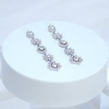 Exquisite Bridal Treasure: Long Swarovski Crystal Dainty Statement Earrings, Long Bridal Jewelry, Crystal Bridal Earrings Cz