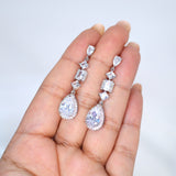Cubic Zirconia Diamond Geometric Drop Crystal Earring, Diamond Earrings, Long Bridal Jewelry, Crystal Bridal Earrings, Statement Earrings Cz