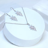 Swarovski Crystal Dainty Bunch Of Leaves Drop Necklace Set , Bridal Jewelry, Bridal Earrings, Statement Earrings Cz, Necklace Set
