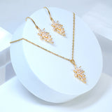 Swarovski Crystal Dainty Bunch Of Leaves Drop Necklace Set , Bridal Jewelry, Bridal Earrings, Statement Earrings Cz, Necklace Set