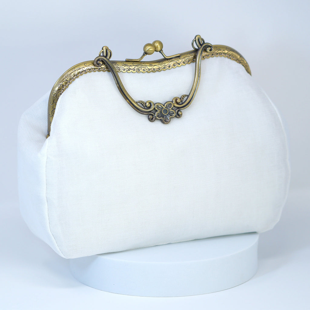 White Embroidered Lace Pink Blue Floral Garden Wedding Bag, Statement Bag, Evening Clutch, Bridal Clutch, White Cross Body Bag