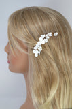 Moonlit Porcelain White Floral Blossom Bridal Hair Clip , Bridal Hair Accessories, Bridesmaid Gift, Wedding Hair Accessory, Large Hair Clip.