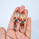 Red Green Nutcracker Christmas Earrings, Statement Christmas earrings.