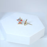 Crystal Gold And Red Reindeer Christmas earrings, Christmas Stud Earrings Statement Christmas earrings.