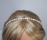 Natural Freshwater White Purple Pearl Dainty Headband, Bridal Hair Vine, Delicate Headband, Hair accessories.